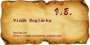 Vidák Boglárka névjegykártya